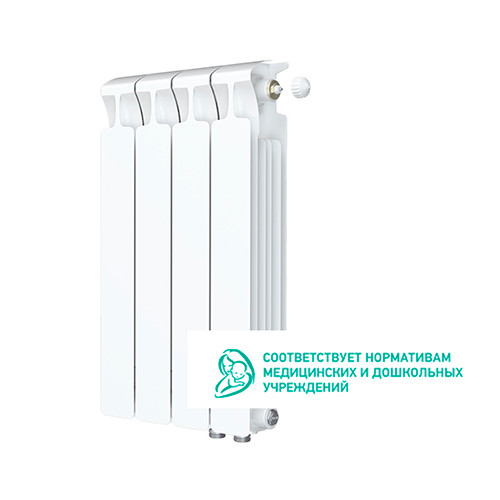 Радиатор биметаллический Rifar Monolit 500 нижнее подключение 4 секции