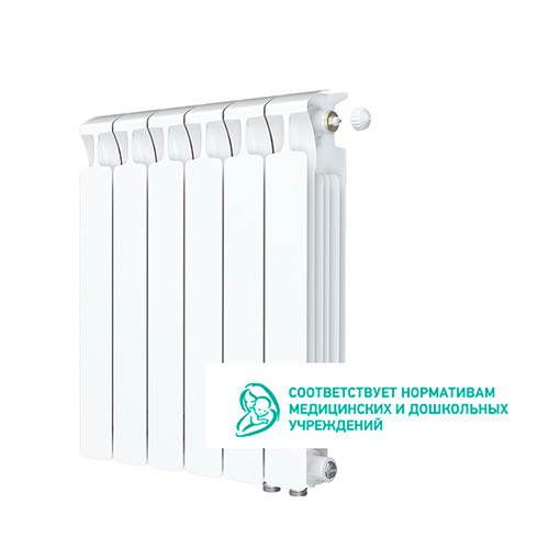 Радиатор биметаллический Rifar Monolit 500 нижнее подключение 6 секций