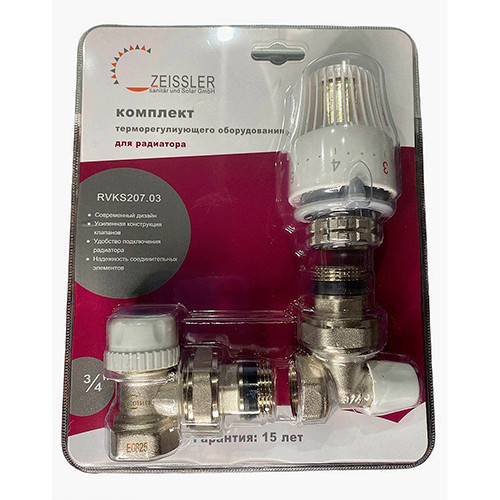 Комплект с термоголовкой Zeissler угловой ф3/4"