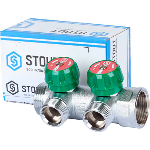 Коллектор Stout ф1" х 3/4" EU на 2 отвода