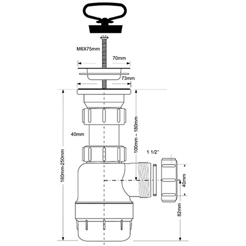 Сифон бутылочный McAlpine ф1 1/2" НГ выход 40 мм MRSK2
