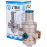 Редуктор давления PN25 Stout ф1/2" ВР-ВР с выходом под манометр