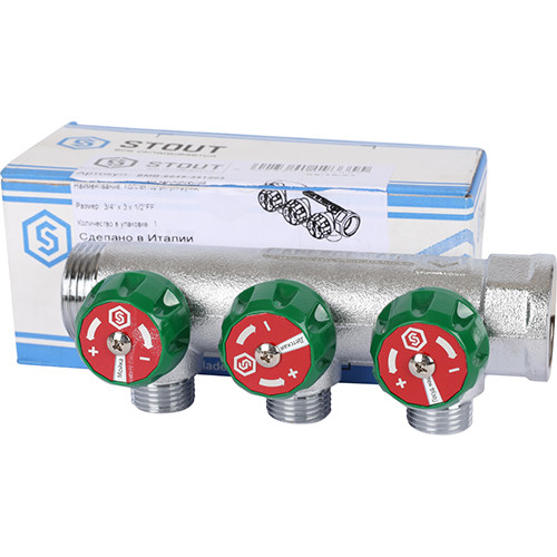Коллектор Stout ф3/4" х 1/2" TP на 3 отвода
