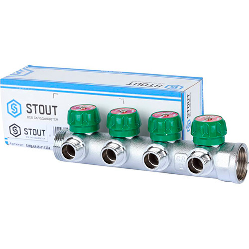 Коллектор Stout ф1" х 1/2" TP на 4 отвода