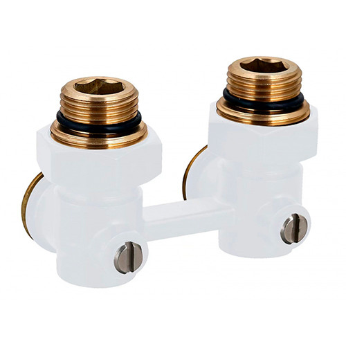 Узел Tim нижнего подключения ф1/2" НР х 3/4" EK угловой белый