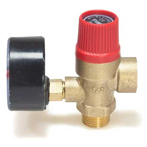 Клапан предохранительный Tim ф1/2" ВР х 1/2" НР 3 бар с манометром