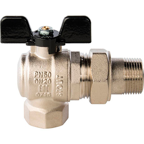 Кран шаровой угловой Stout ф3/4" с разъемным соединением