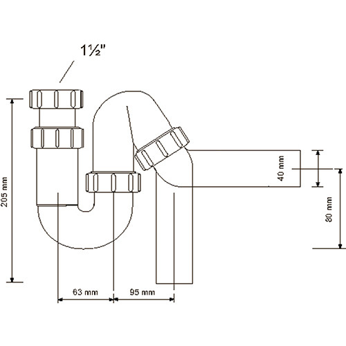 Сифон для раковины McAlpine ф1 1/2" х 40 мм без выпуска MRW8