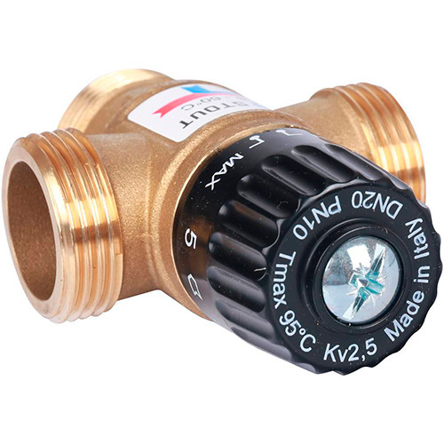 Термосмесительный клапан Stout НР ф1" от 35°С до 60°С KVs 2.5